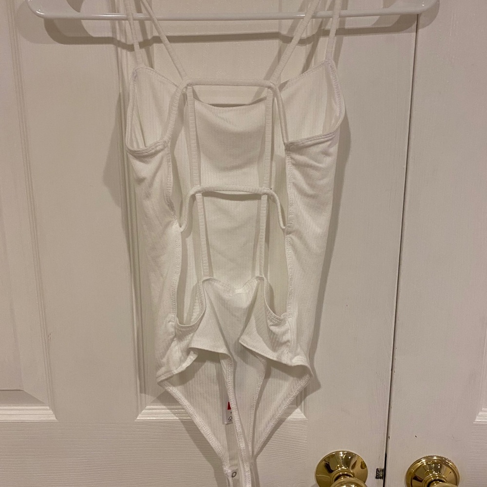 white ribbed body suit
